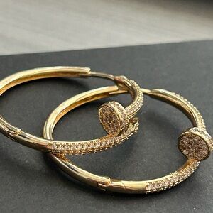 18K Gold Filled Infinity Nailhead Hoop Earrings | AAA CZ Pavé Hoops | NWOT
